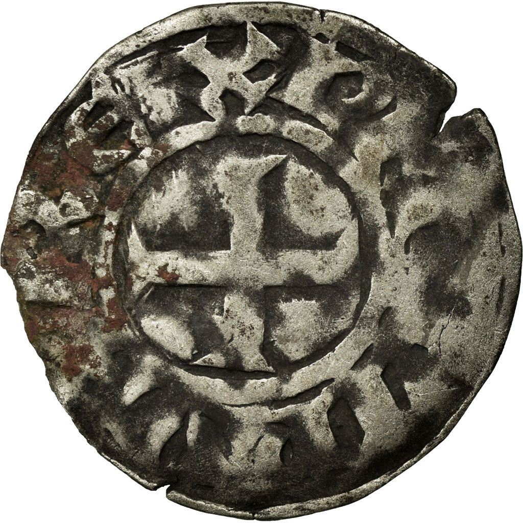 Moeda, França, Philip II, Denier Tournois, Saint-Martin de Tours, VF(20-25)