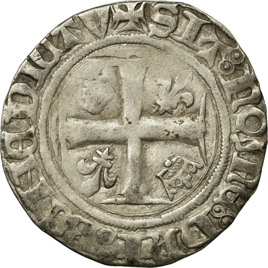 Coin, France, Charles VI, Blanc Guénar, Uncertain Mint, Variety, VF(30-35)