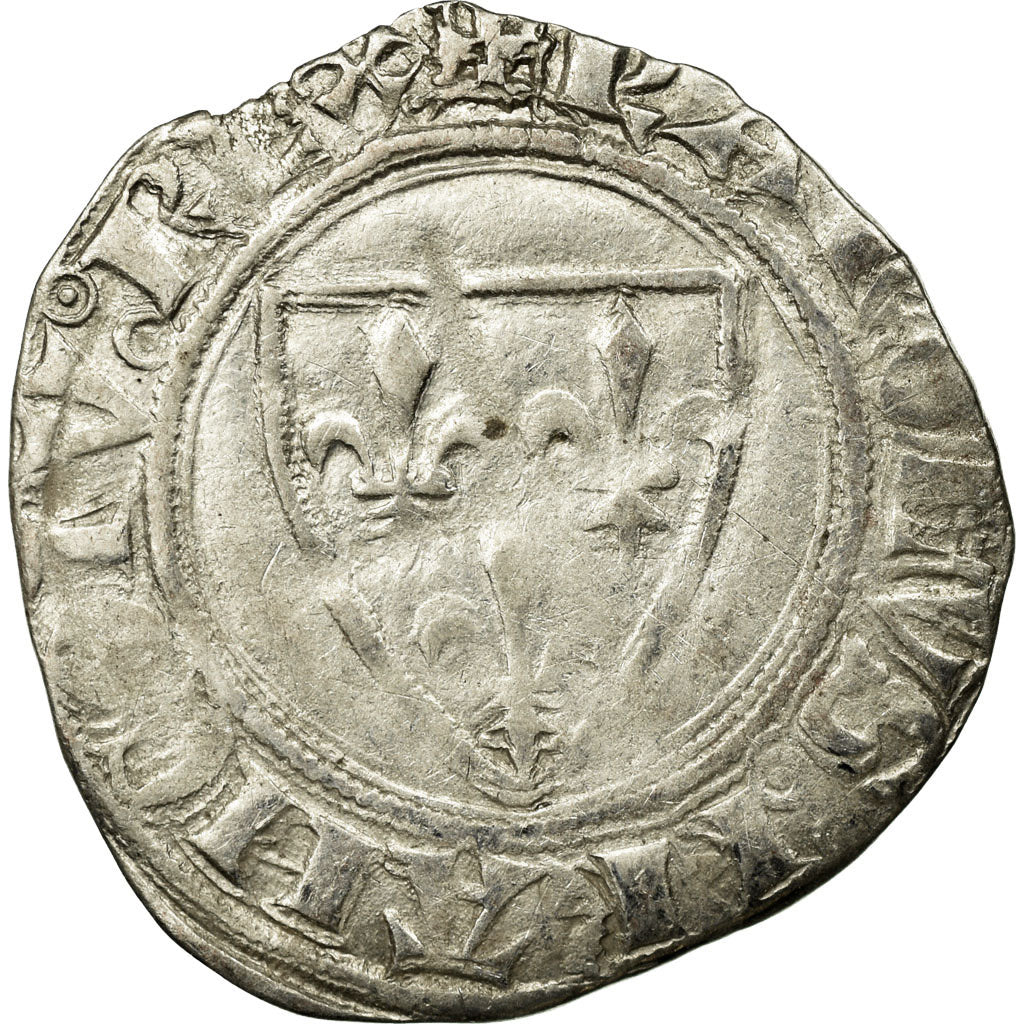 Coin, France, Charles VI, Blanc Guénar, Uncertain Mint, Variety, VF(30-35)