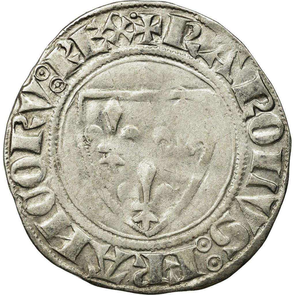 Monnaie, France, Charles VI, Blanc Guénar, Atelier incertain, Variété, TB+