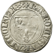 Monnaie, France, Charles VI, Blanc Guénar, Atelier incertain, Variété, TB+