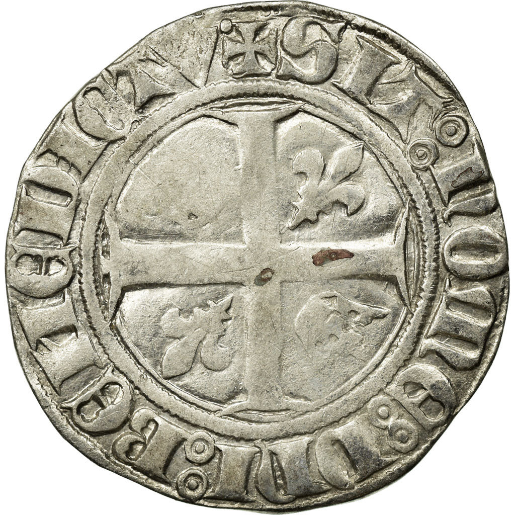 Monnaie, France, Charles VI, Blanc Guénar, Atelier incertain, Variété, TB+