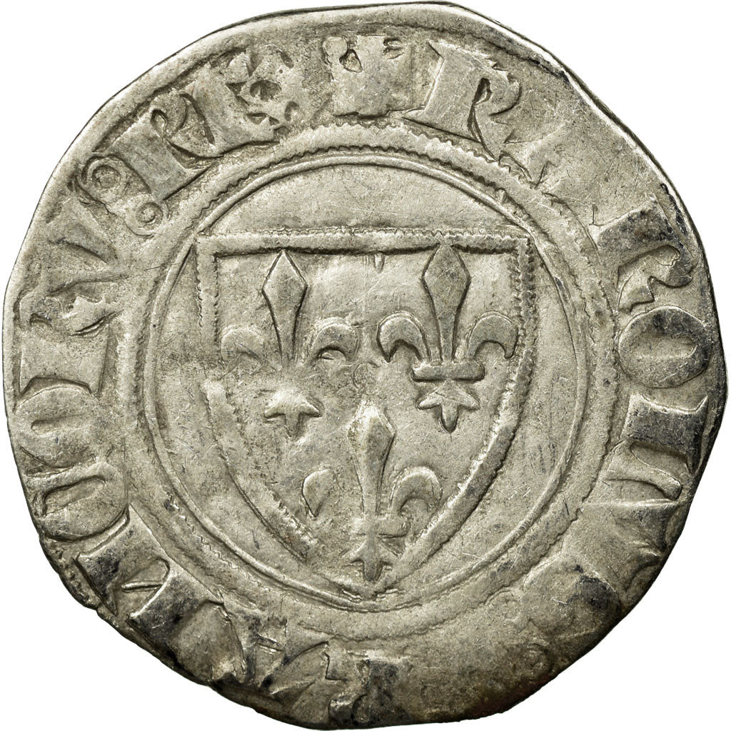 Coin, France, Charles VI, Blanc Guénar, Uncertain Mint, Variety, EF(40-45)