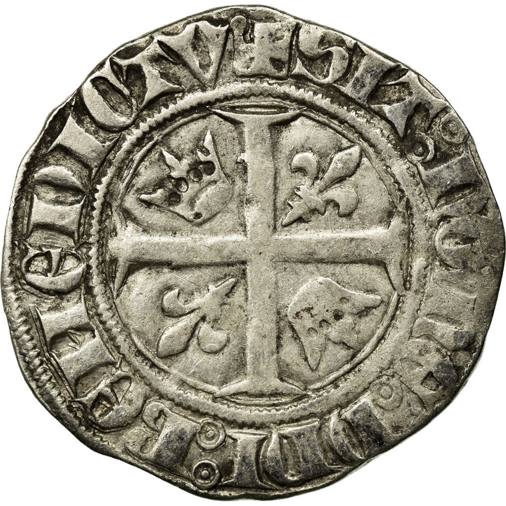 Coin, France, Charles VI, Blanc Guénar, Uncertain Mint, Variety, EF(40-45)