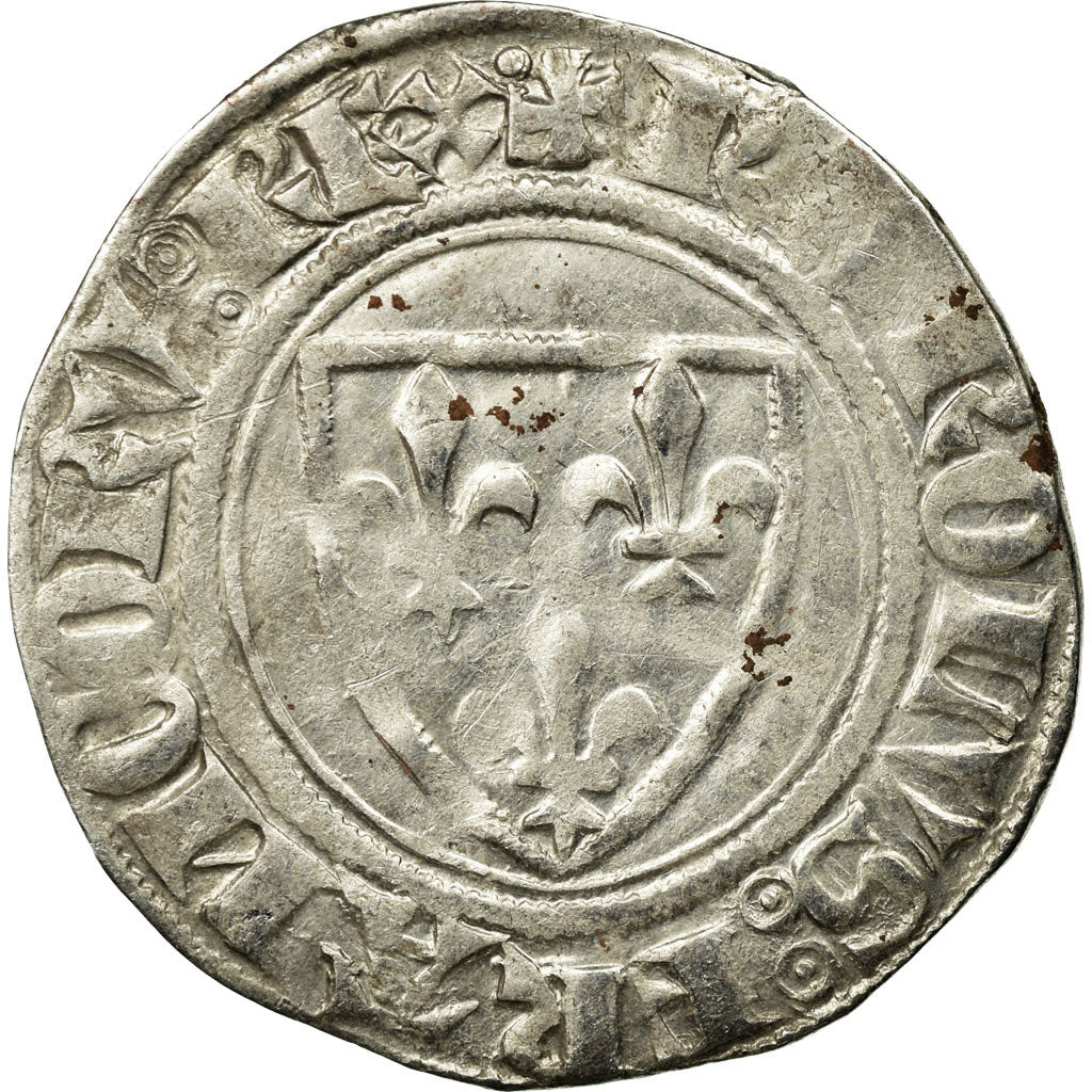 Monnaie, France, Charles VI, Blanc Guénar, Atelier incertain, Variété, TTB