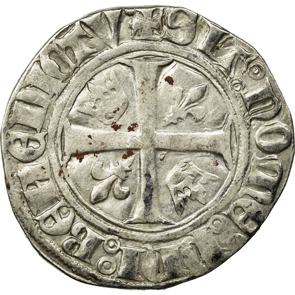 Monnaie, France, Charles VI, Blanc Guénar, Atelier incertain, Variété, TTB