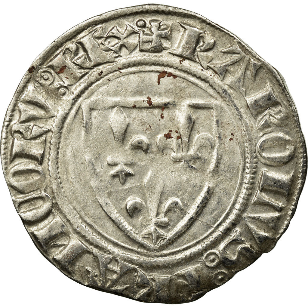 Coin, France, Charles VI, Blanc Guénar, Uncertain Mint, Variety, EF(40-45)