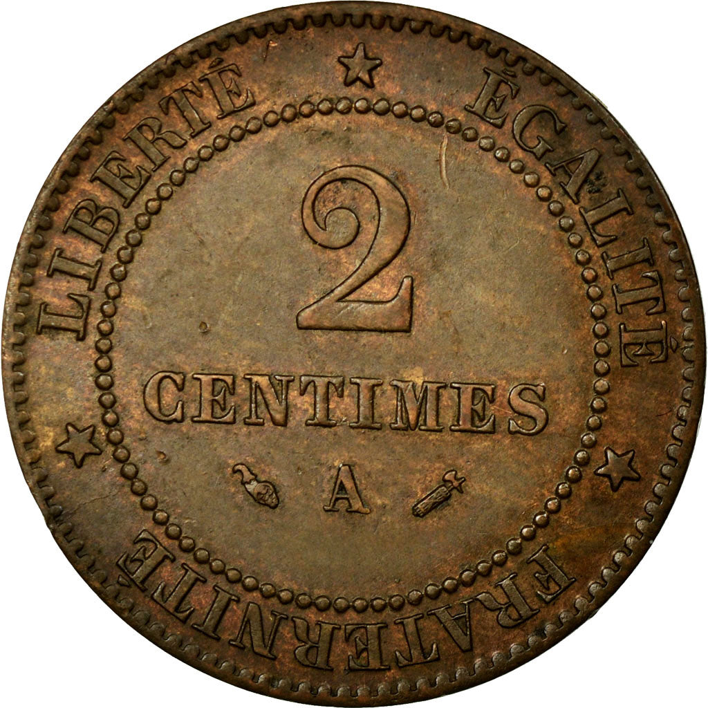 Monnaie, France, Cérès, 2 Centimes, 1885, Paris, SUP, Bronze, KM:827.1