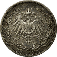 Coin, GERMANY - EMPIRE, 1/2 Mark, 1905, Muldenhütten, VF(30-35), Silver, KM:17