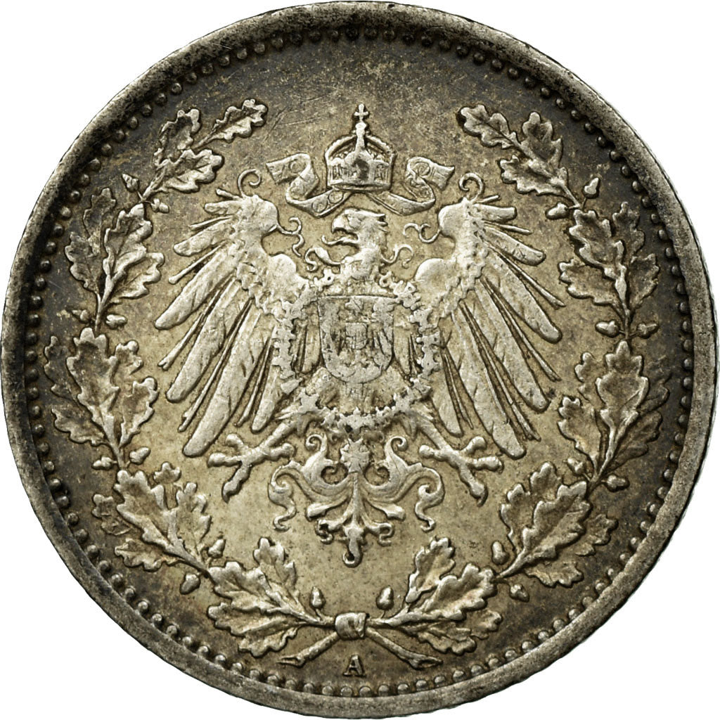 Coin, GERMANY - EMPIRE, 1/2 Mark, 1905, Berlin, AU(50-53), Silver, KM:17