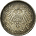 Coin, GERMANY - EMPIRE, 1/2 Mark, 1905, Berlin, AU(50-53), Silver, KM:17