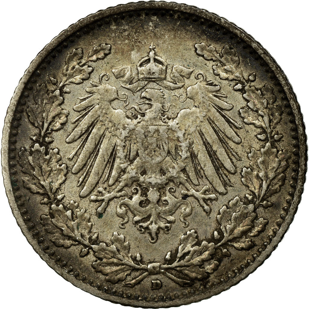 Monnaie, GERMANY - EMPIRE, 1/2 Mark, 1907, Munich, TTB, Argent, KM:17