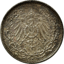 Coin, GERMANY - EMPIRE, 1/2 Mark, 1914, Berlin, AU(50-53), Silver, KM:17