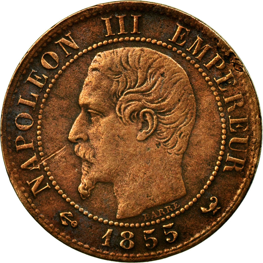Moneda, Francia, Napoleon III, Centime, 1855, Lille, Différent Ancre, BC+