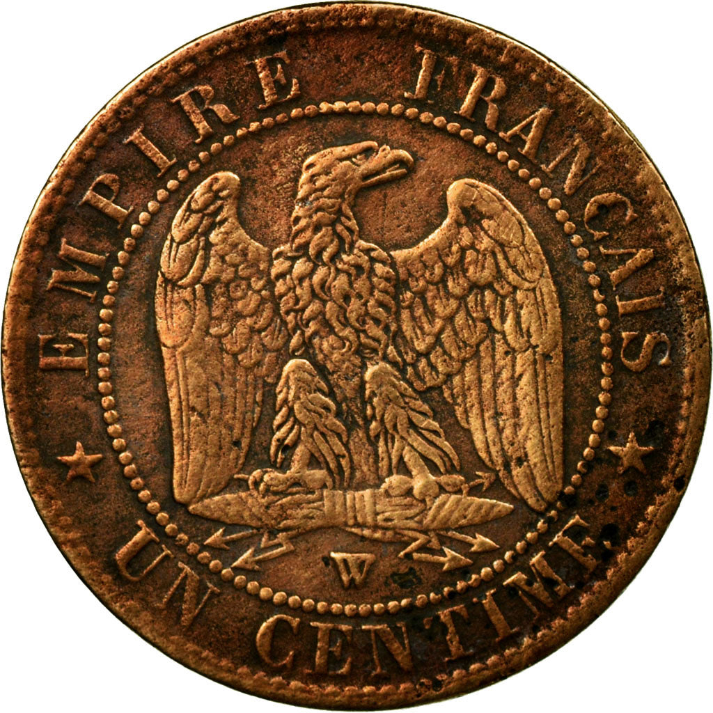 Moneda, Francia, Napoleon III, Centime, 1855, Lille, Différent Ancre, BC+