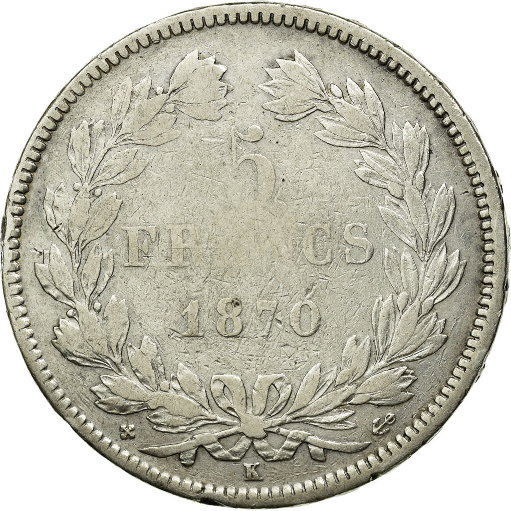 Moeda, França, Cérès, 5 Francs, 1870, Bordeaux, Différent Ancre, VF(20-25)
