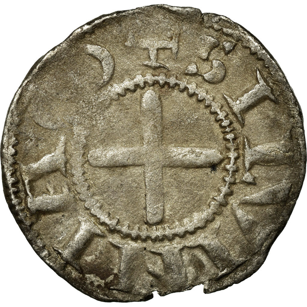 Munten, Frankrijk, Bourbonnais, Denarius, Souvigny, FR+, Zilver, Boudeau:359