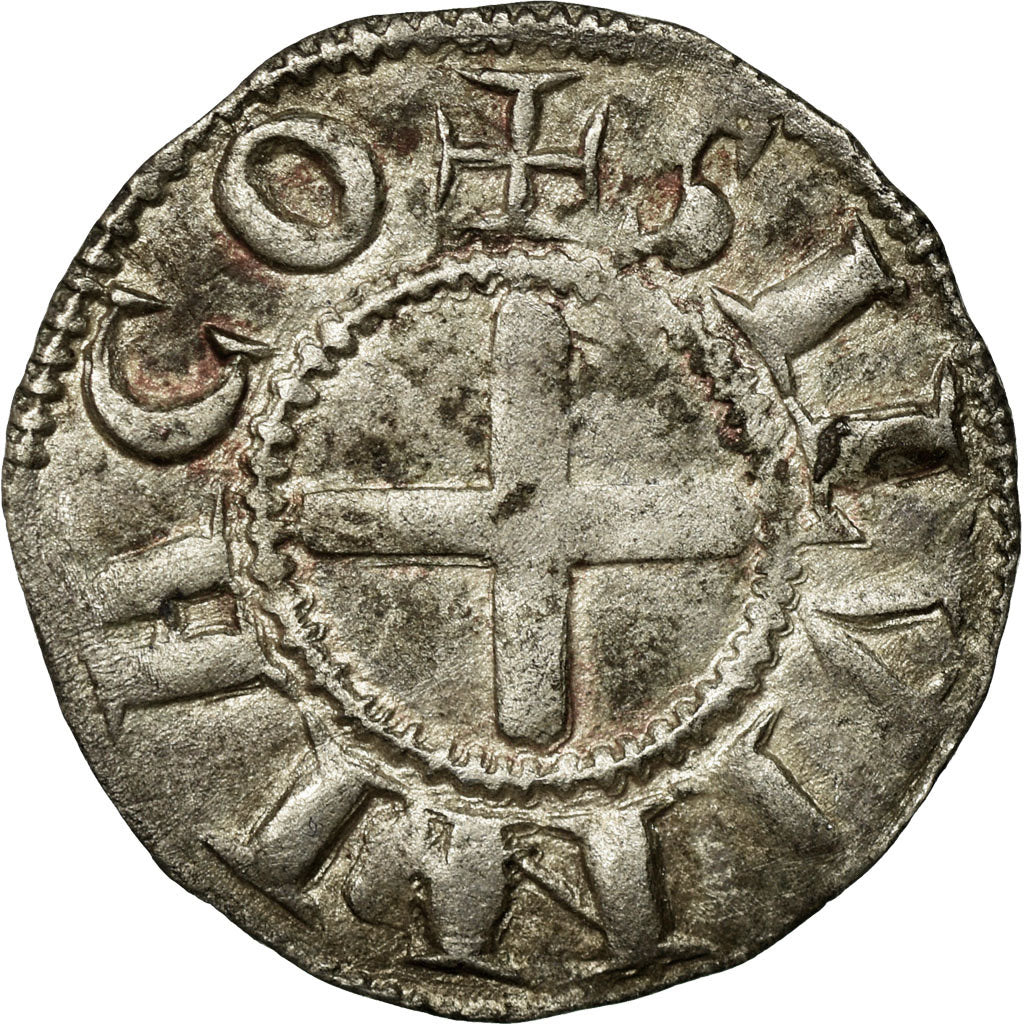 Munten, Frankrijk, Bourbonnais, Denarius, Souvigny, FR+, Zilver, Boudeau:359