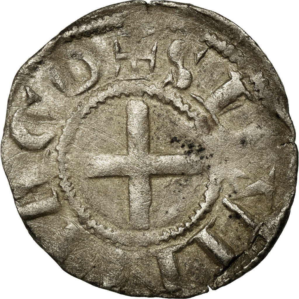 Munten, Frankrijk, Bourbonnais, Denarius, Souvigny, ZF, Zilver, Boudeau:359