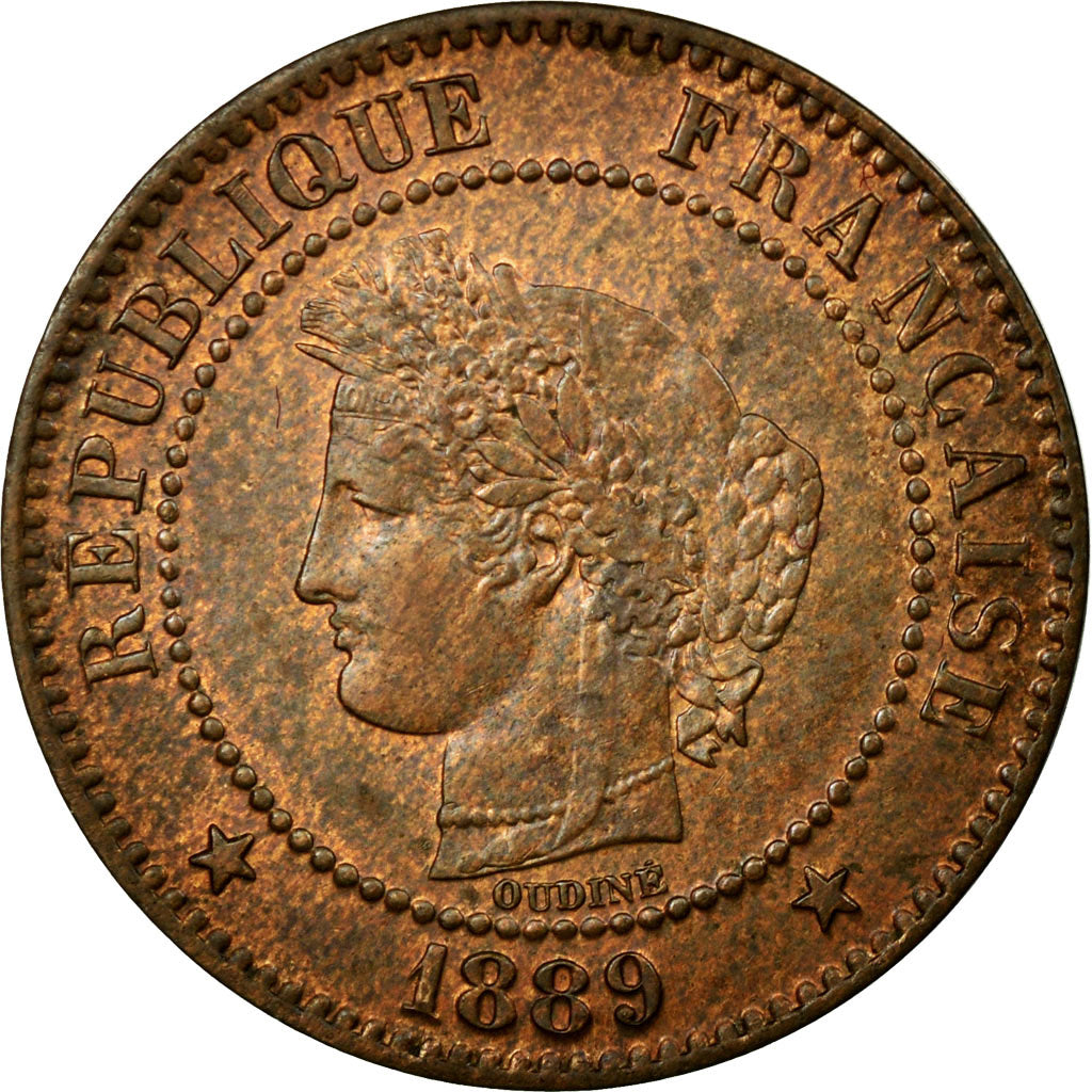 Monnaie, France, Cérès, 2 Centimes, 1889, Paris, TTB+, Bronze, KM:827.1