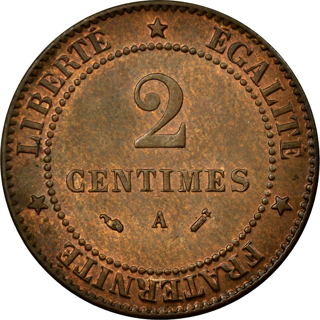 Monnaie, France, Cérès, 2 Centimes, 1889, Paris, TTB+, Bronze, KM:827.1