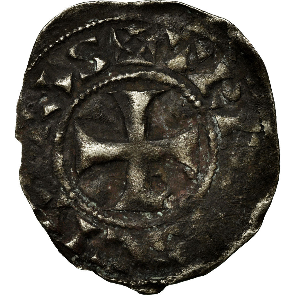 Moneta, Francia, Champagne, Thibaut II, Denarius, Troyes, MB+, Argento
