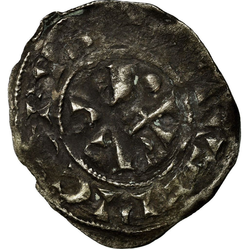 Moneta, Francia, Champagne, Thibaut II, Denarius, Troyes, MB+, Argento