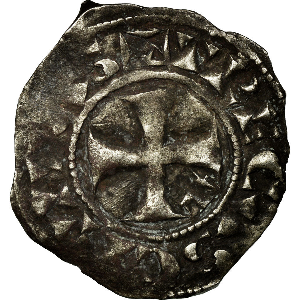 Moneda, Francia, Champagne, Thibaut II, Denarius, Troyes, BC+, Plata