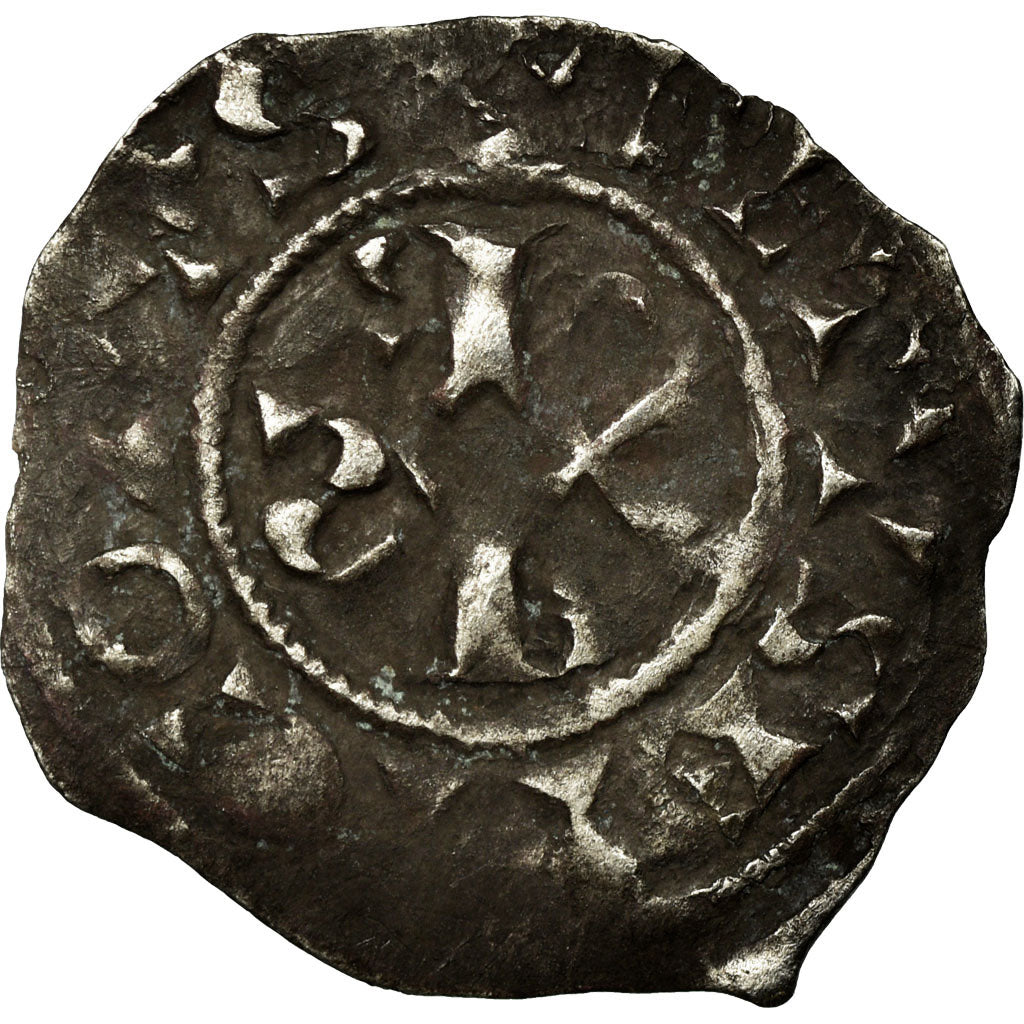 Moneda, Francia, Champagne, Thibaut II, Denarius, Troyes, BC+, Plata