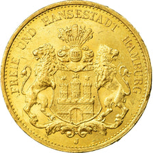 Münze, Deutsch Staaten, HAMBURG, 20 Mark, 1877, Hamburg, UNZ+, Gold, KM:602
