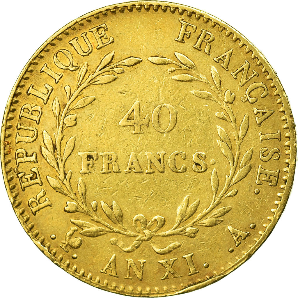Munten, Frankrijk, Napoléon I, 40 Francs, An XI, Paris, ZF, Goud, KM:652