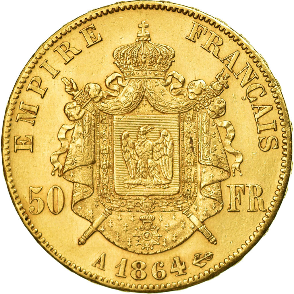 Münze, Frankreich, Napoleon III, 50 Francs, 1864, Paris, SS+, Gold