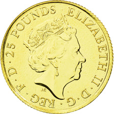 Coin, Great Britain, Elizabeth II, 25 Pounds - 1/4 Oz, 2016, MS(65-70), Gold