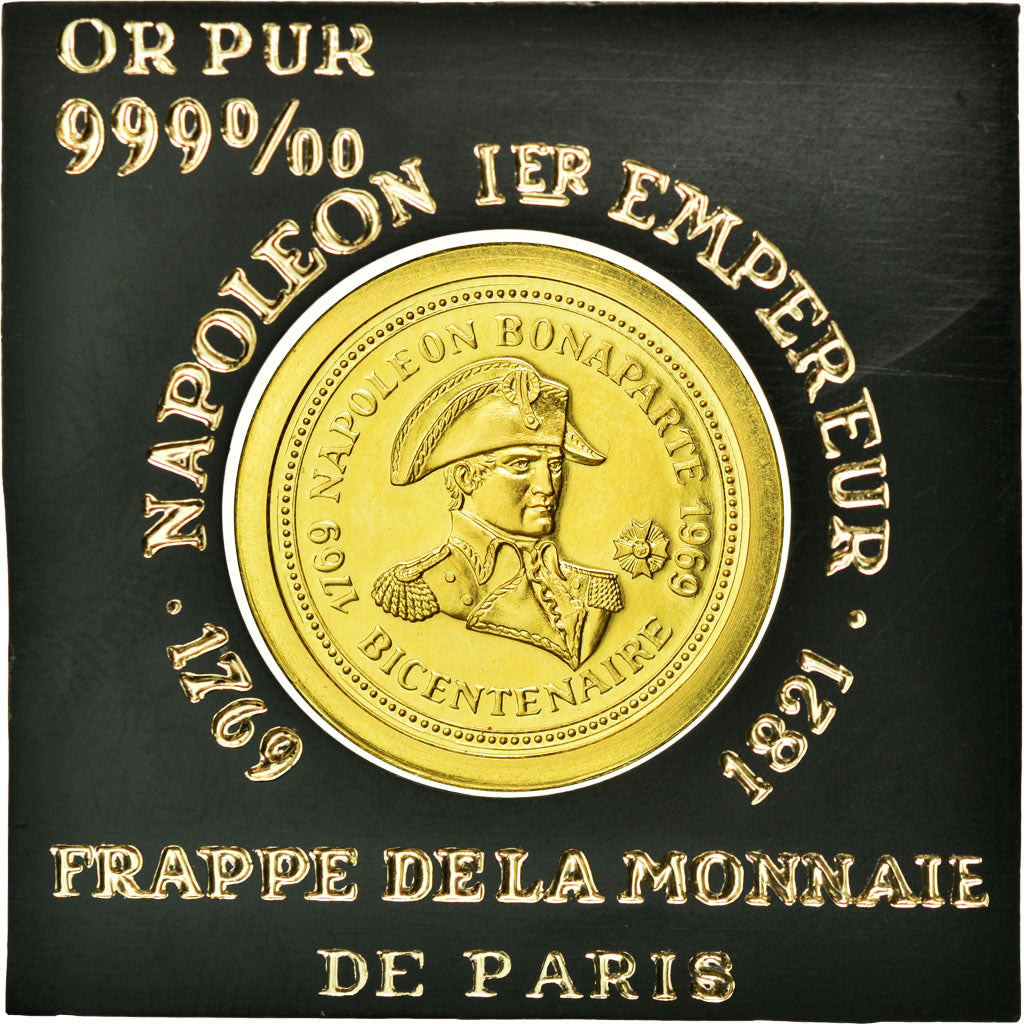 Francia, medaglia, Napoléon Bonaparte, Bicentenaire, 1969, MDP, SPL, Oro