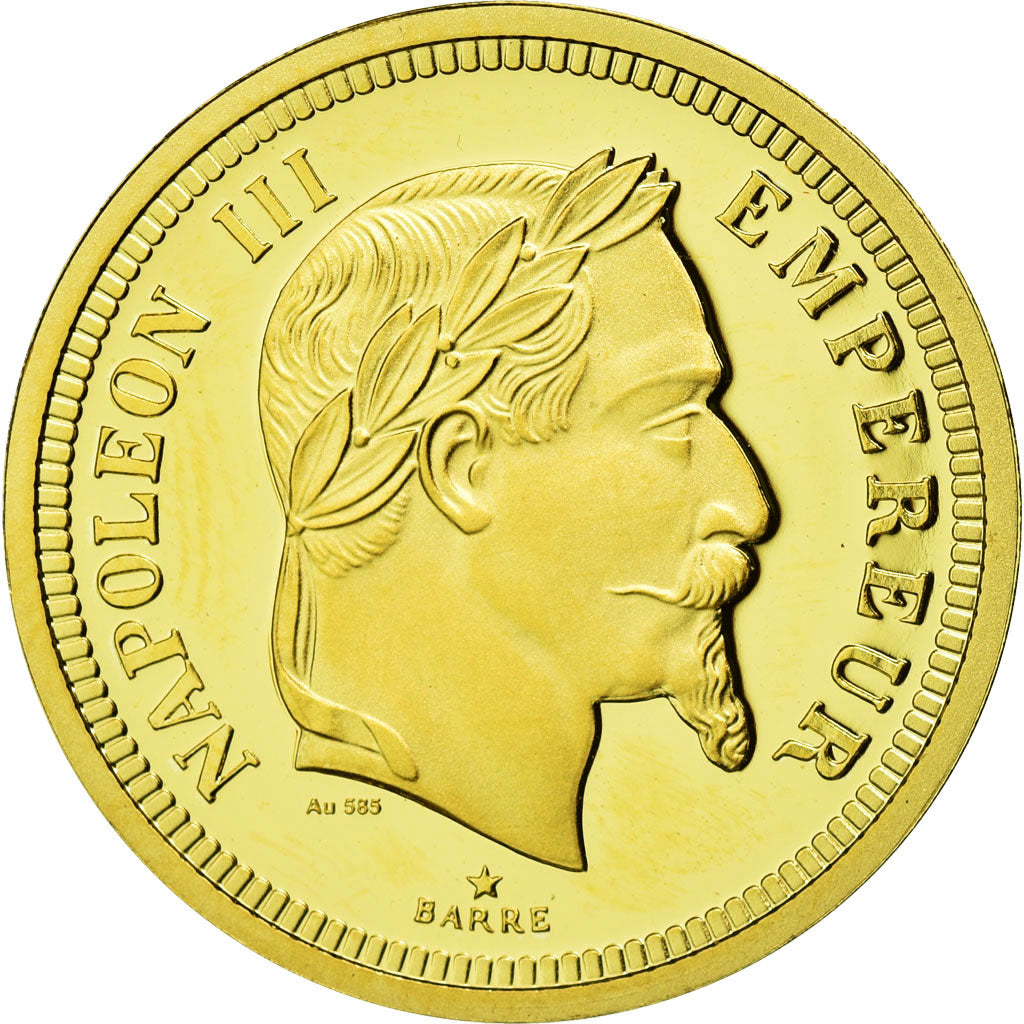 France, Médaille, Reproduction 100 Francs Napoléon III, FDC, Or