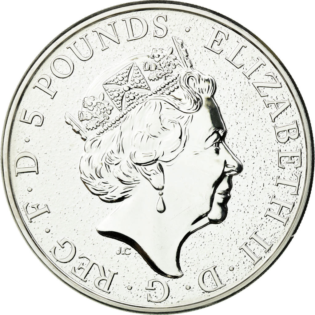 Moneta, Wielka Brytania, Elizabeth II, 5 Pounds - 2 Oz, 2017, MS(65-70), Srebro