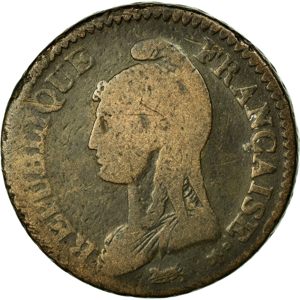 Moneta, Francja, Dupré, Decime, AN 5, Paris, VF(20-25), Bronze, KM:644.1