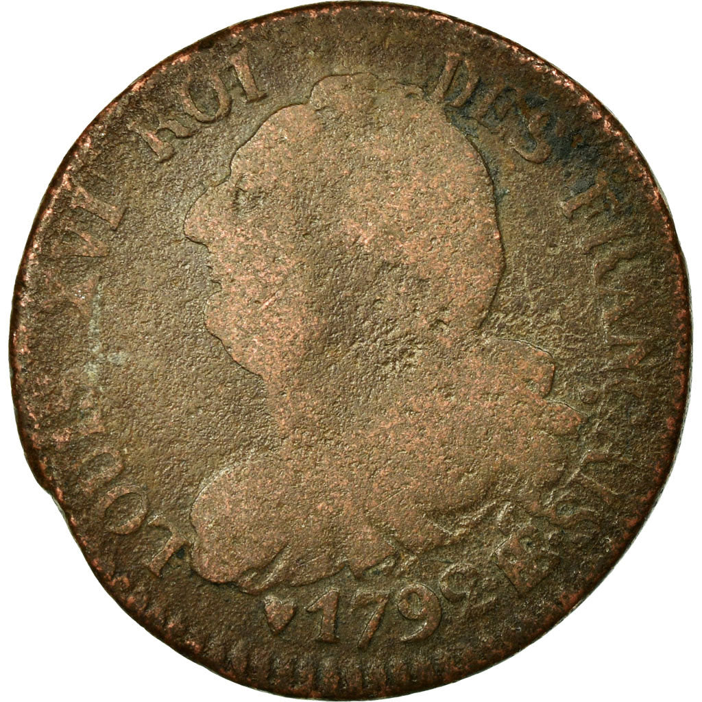Moneta, Francja, Louis XVI, 6 deniers français, 6 Deniers, 1792, Strasbourg