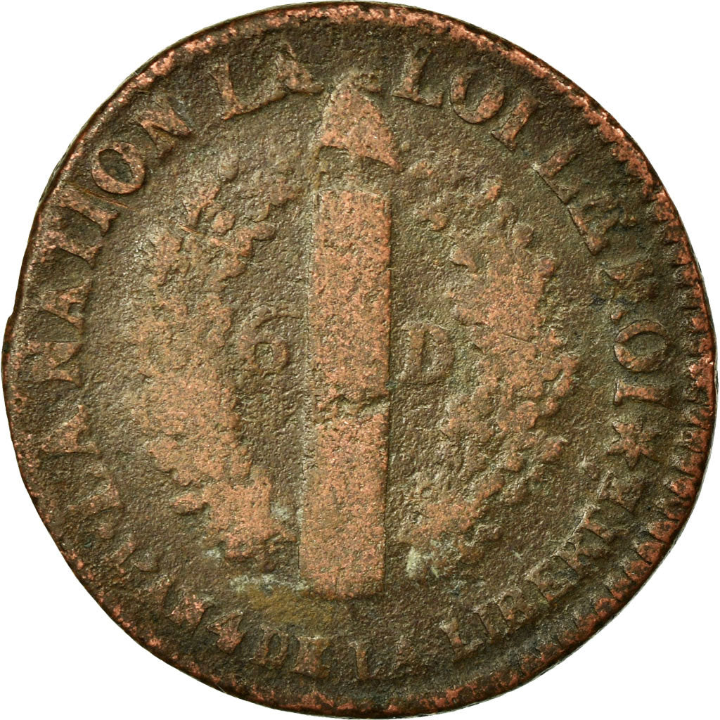 Moneta, Francja, Louis XVI, 6 deniers français, 6 Deniers, 1792, Strasbourg