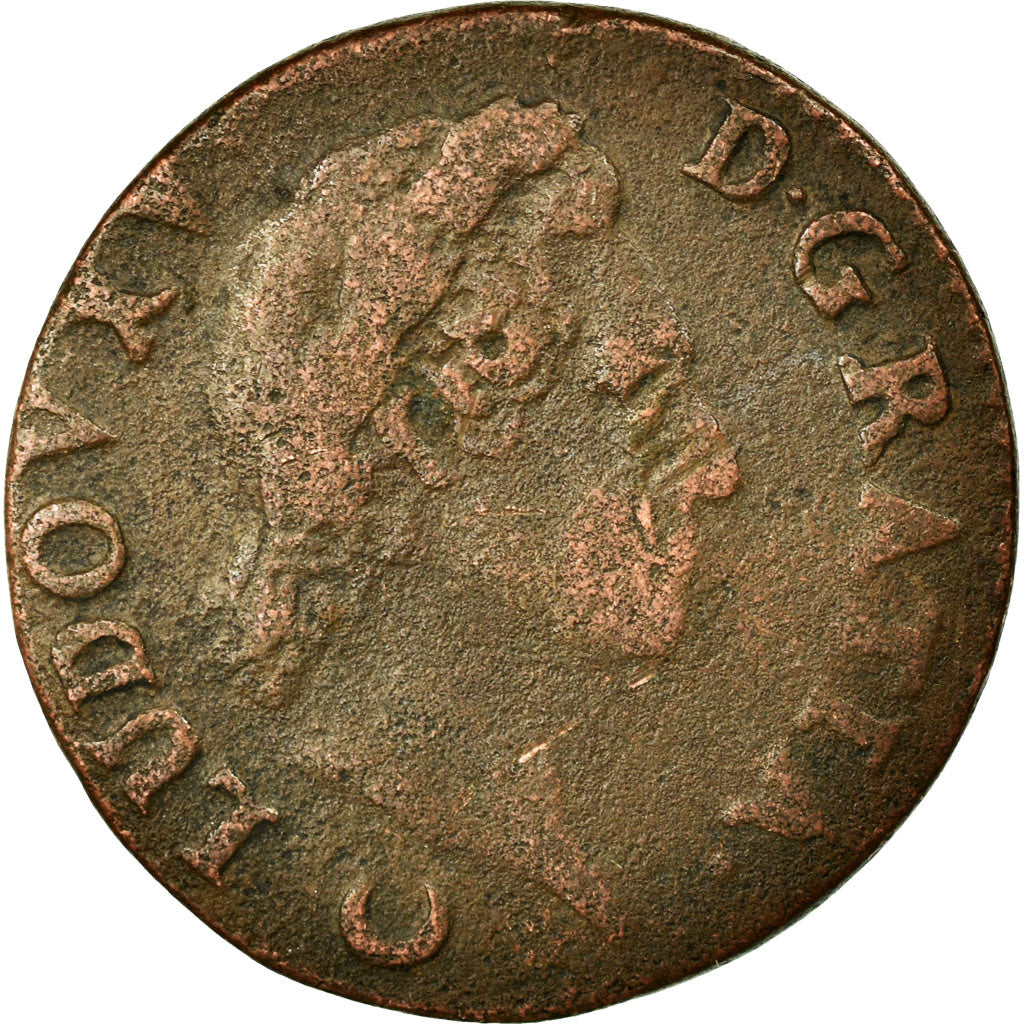 Moneta, Francja, Louis XV, 1/2 Sol, 1772, Metz, VF(20-25), Miedź, Gadoury:275
