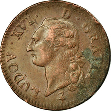 Monnaie, France, Louis XVI, Sol à l'Ecu, 1791, Paris, TTB, Cuivre, Gadoury:350