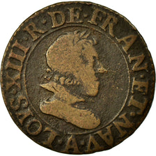 Monnaie, France, Louis XIII, Double Tournois, 1628, Paris, TB, Cuivre, CGKL:390