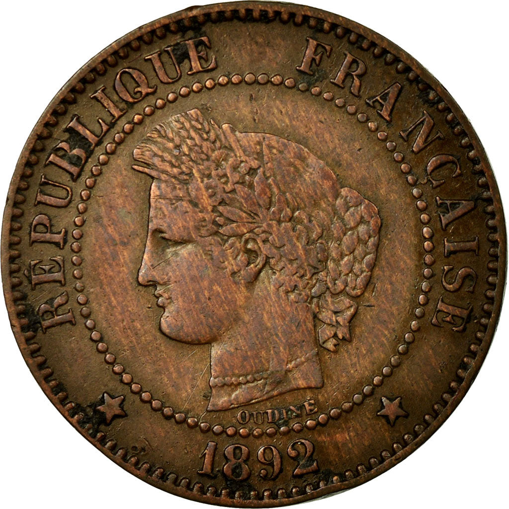 Coin, France, Cérès, 2 Centimes, 1892, Paris, AU(50-53), Bronze, KM:827.1