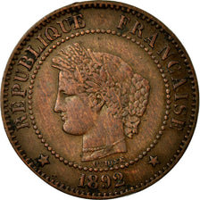 Coin, France, Cérès, 2 Centimes, 1892, Paris, AU(50-53), Bronze, KM:827.1