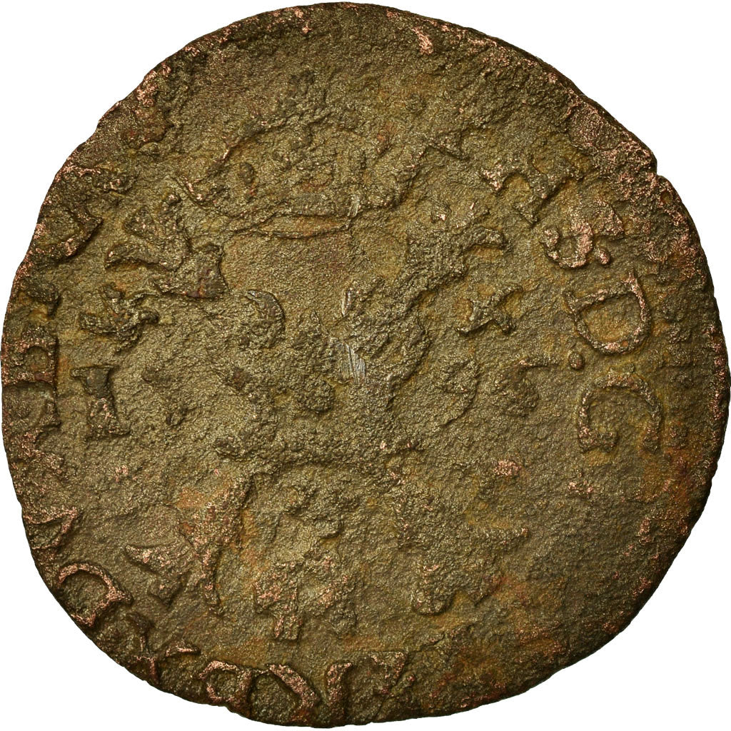 Coin, Spanish Netherlands, Philip II, Gigot, 1596, Anvers, F(12-15), Copper