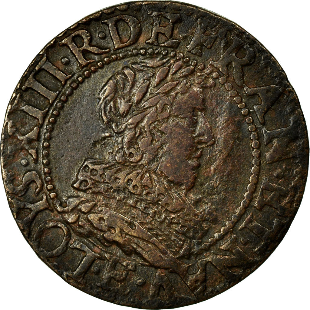 Coin, France, Louis XIII, Double Tournois, 1634, Tours, EF(40-45), Copper