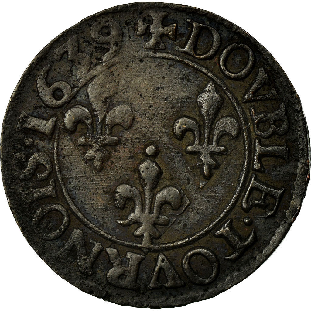 Monnaie, France, Louis XIII, Double Tournois, 1639, Tours, TTB, Cuivre, CGKL:476