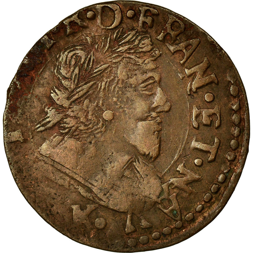 Coin, France, Louis XIV, Double Tournois, 1638, Bordeaux, VF(30-35), Copper