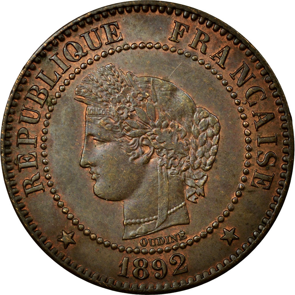 Monnaie, France, Cérès, 2 Centimes, 1892, Paris, SUP+, Bronze, Gadoury:105