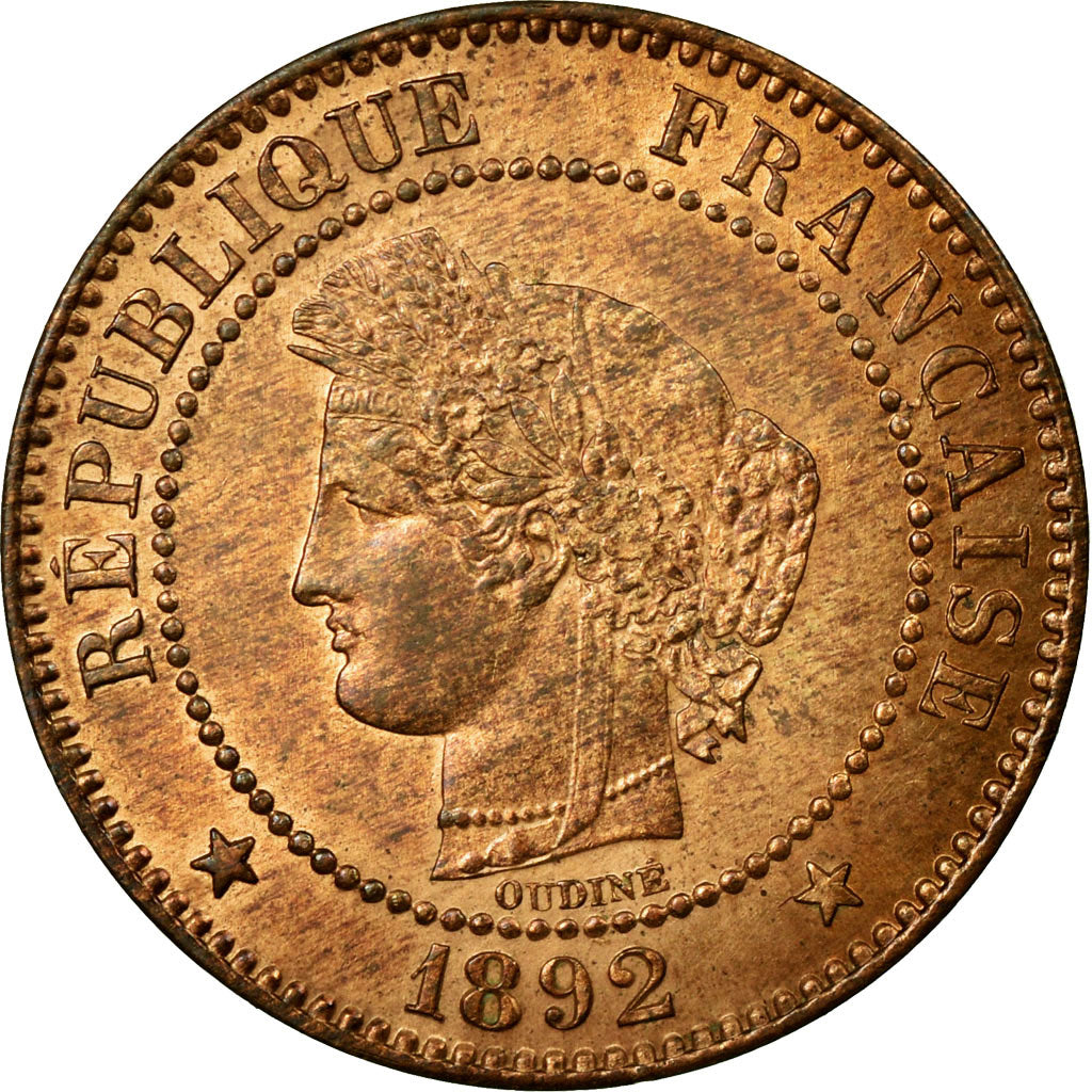 Monnaie, France, Cérès, 2 Centimes, 1892, Paris, SUP+, Bronze, Gadoury:105